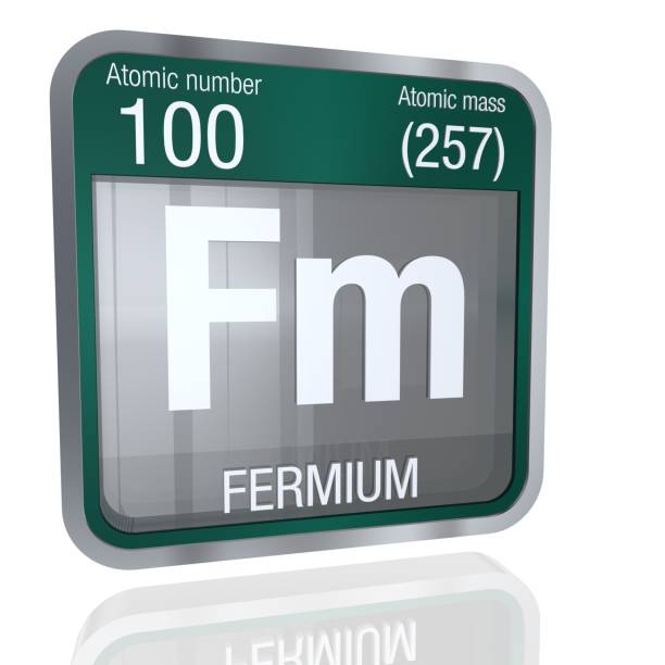 Fermium symbol  in square shape with metallic border and transparent background with reflection on the floor. 3D render. Element number 100 of the Periodic Table of the Elements Fermium symbol  in square shape with metallic border and transparent background with reflection on the floor. 3D render. Element number 100 of the Periodic Table of the Elements - Chemistry fermium stock pictures, royalty-free photos & images