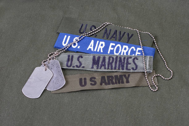 US military concept on olive green uniform background