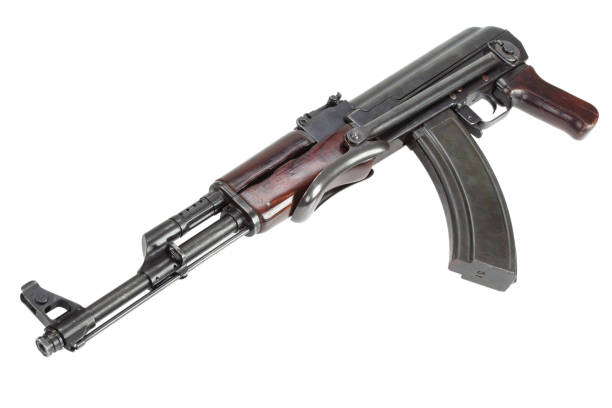 istock Rare first model AK - 47 assault rifle isolated on white 914645006