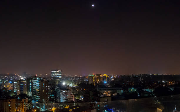 istock Half Moon Over Downtowm Bangalore Night Lights 914645100