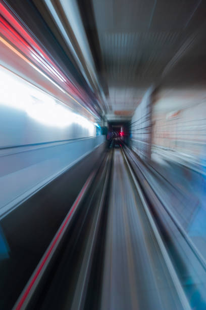 Speed up Blurred motion from train speed up from the platform. singapore mrt stock pictures, royalty-free photos & images