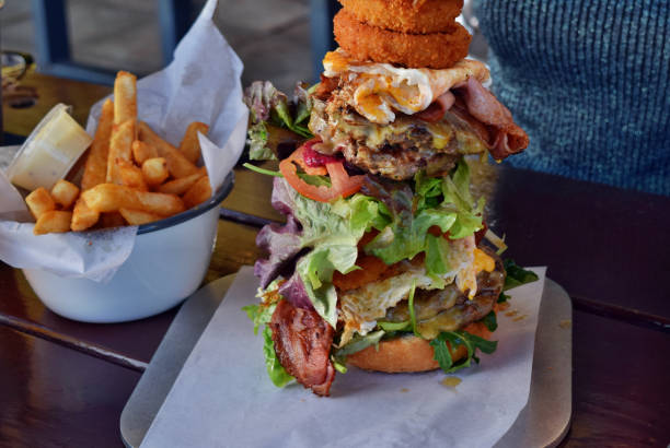 Very big unhealthy Australian hamburger