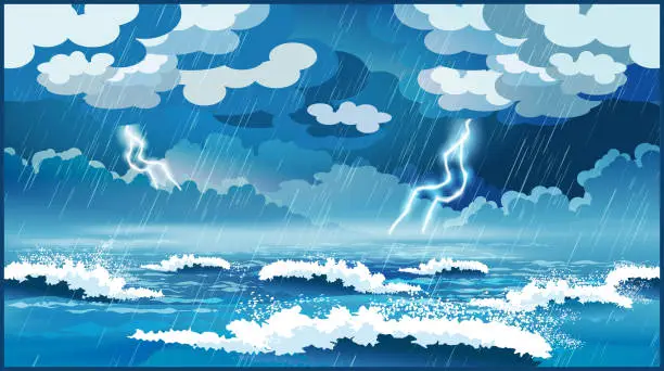 Vector illustration of Storm at sea