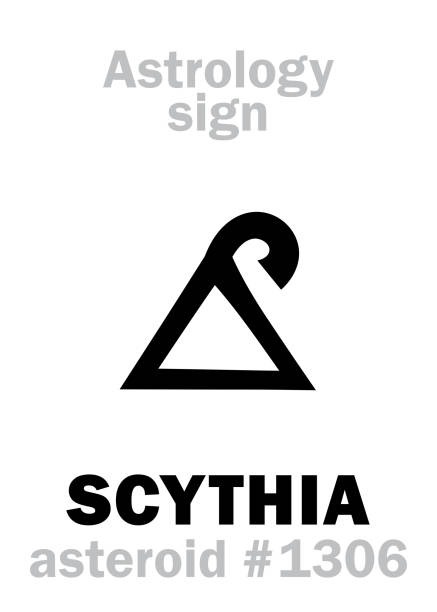 ilustrações de stock, clip art, desenhos animados e ícones de astrology alphabet: scythia, asteroid #1306. hieroglyphics character sign (single symbol). - map the future of civilization