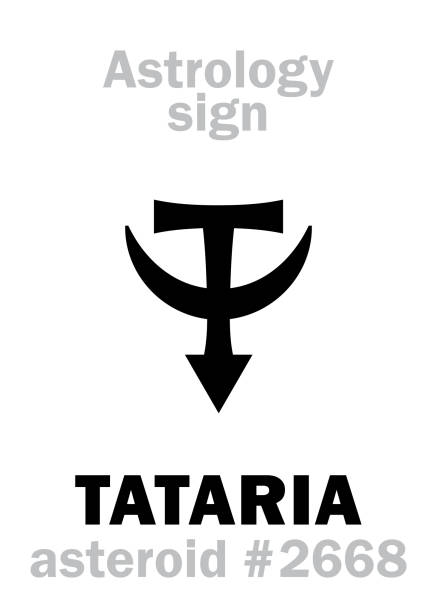 ilustrações de stock, clip art, desenhos animados e ícones de astrology alphabet: tataria, asteroid #2668. hieroglyphics character sign (single symbol). - map the future of civilization