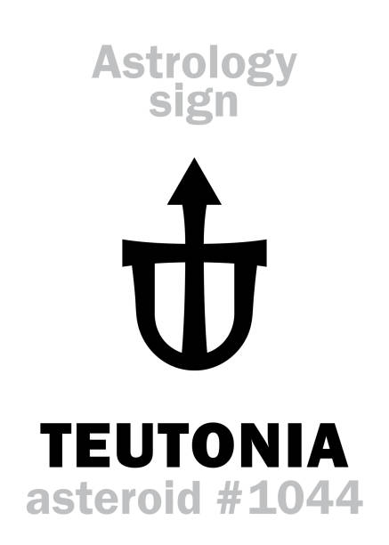 ilustrações de stock, clip art, desenhos animados e ícones de astrology alphabet: teutonia, asteroid #1044. hieroglyphics character sign (single symbol). - map the future of civilization