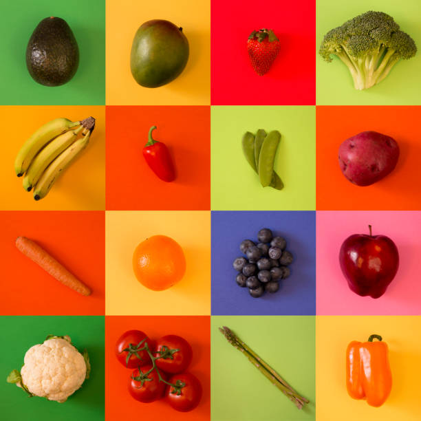 istock Tile Background Collage of Various Fruits and Vegetables 914687642