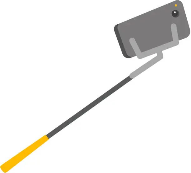 Vector illustration of Smartphone on selfie stick vector illustration