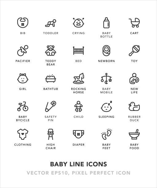 illustrations, cliparts, dessins animés et icônes de ligne icônes de bébé - animal uterus