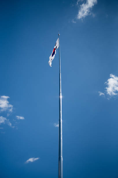 istock Flag of South Korea in Blue sky. copy space. 914703788