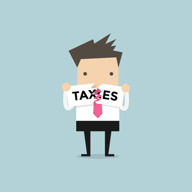 Businessman Teared Taxes paper. finance and profit concept. Businessman Teared Taxes paper. finance and profit concept. vector teared stock illustrations