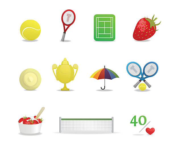 ilustrações de stock, clip art, desenhos animados e ícones de ícones de ténis de wimbledon - tennis wimbledon award sign