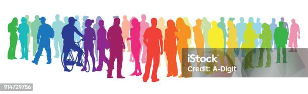 Show Your Colors Crowd Stock Illustration - Download Image Now - In Silhouette, Multi Colored, People