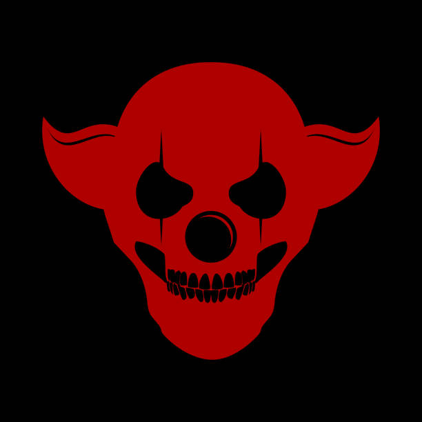 Red Skull Clowny Head symbol Symbol Design Red Skull Clowny Head symbol Symbol Vector Graphic Design evil joker silhouette stock illustrations