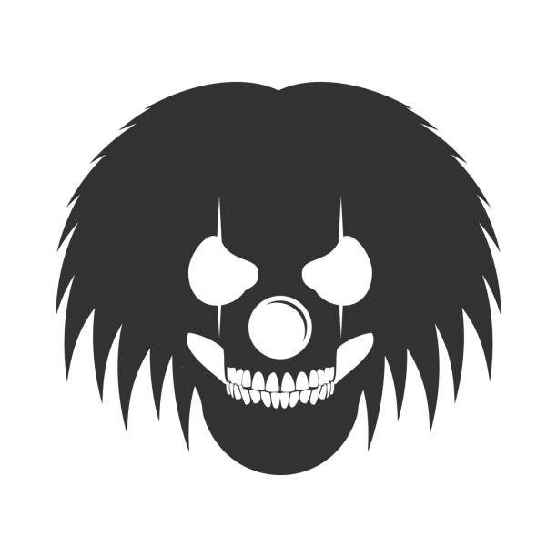 Clowny Messy Haired Skull Head symbol Symbol Clowny Messy Haired Skull Head symbol Symbol Vector Graphic Design evil joker silhouette stock illustrations