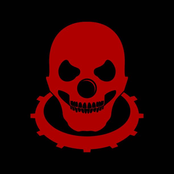 Red Bald Skull Clown Head symbol Emblem Symbol Red Bald Skull Clown Head symbol Emblem Symbol Vector Graphic Design evil joker silhouette stock illustrations