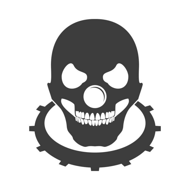 Bald Skull Clown Head symbol Emblem Symbol Bald Skull Clown Head symbol Emblem Symbol Vector Graphic Design evil joker silhouette stock illustrations