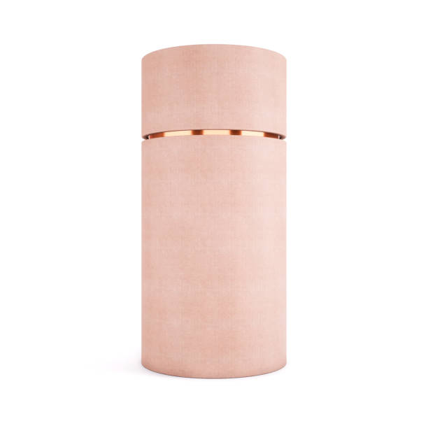 istock Kraft paper tube packaging mock up isolated on white background. Front view. 3d rendering 914733876