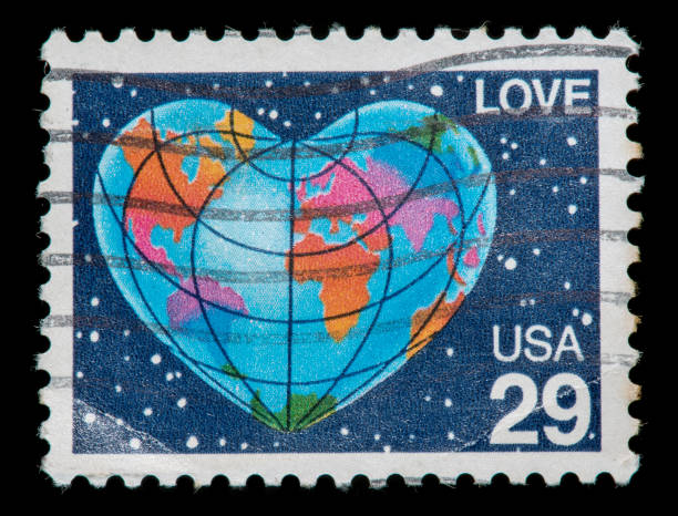 istock USA Love shape world map postage stamp 914739678