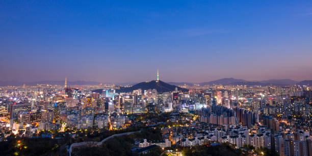 istock Panorama Night view of Seoul skyline. 914742122