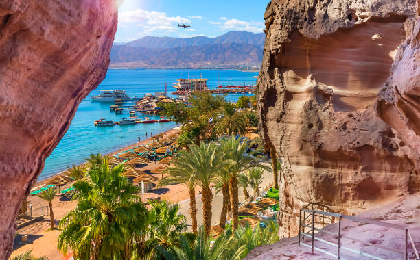 istock Central beach and marina in Eilat 914742534