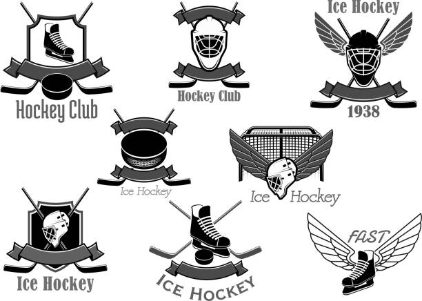 illustrations, cliparts, dessins animés et icônes de vector set d’icônes pour le club de hockey sur glace - hockey mask