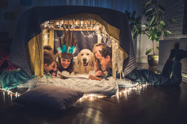 istock Book reading in a tent at home! 914750980
