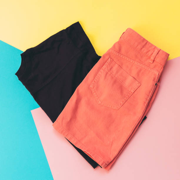 maroon t-shirt and denim skirt
