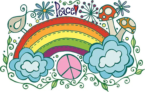 Vector illustration of Artsy Rainbow Peace