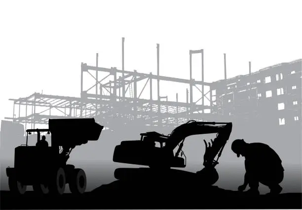 Vector illustration of Construction Long Hours