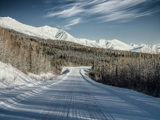 istock snow-covered mountain road at Yukon,Canada 914771336