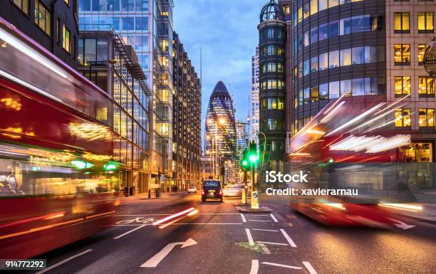 Financial District In London At Dusk Stock Photo - Download Image Now - London - England, UK, Street