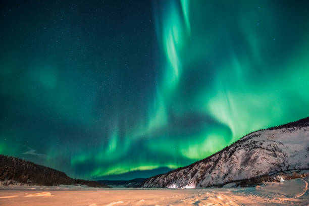 aurora borealis, yukon territorium, kanada - yukon stock-fotos und bilder