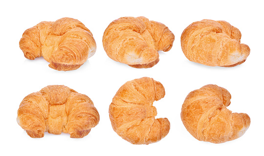 set of fresh croissant isolated on white background