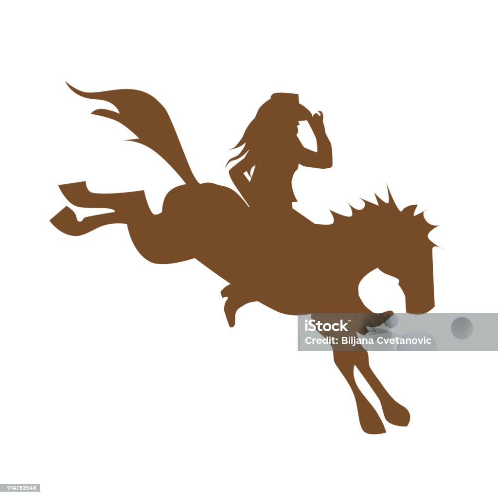 cowgirl cowgirl on wild horse Cowgirl stock vector