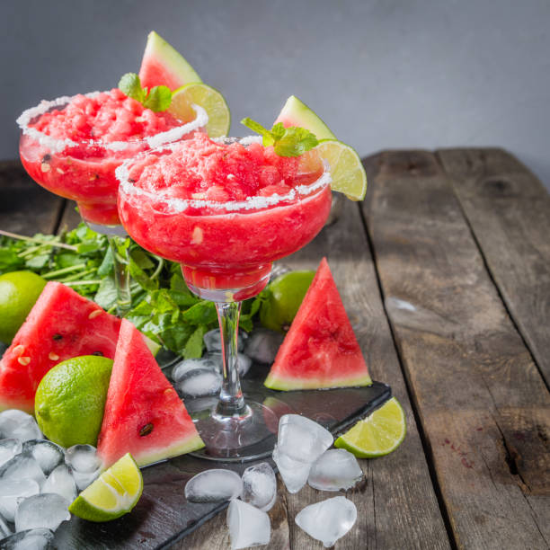 istock Watermelon margaritas with lime and mint 914783804