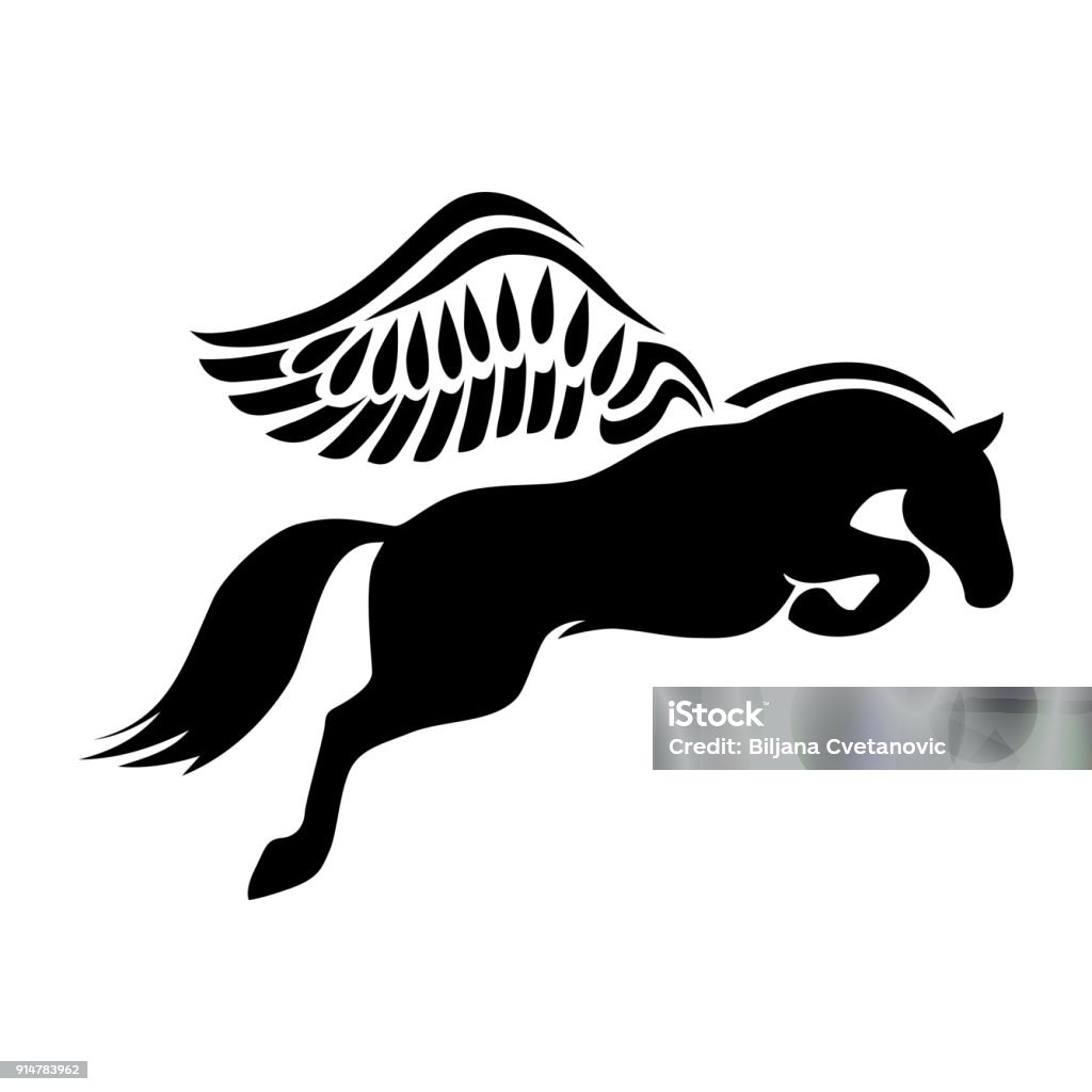 Pegasus Black Pegasus Icon Abstract stock vector