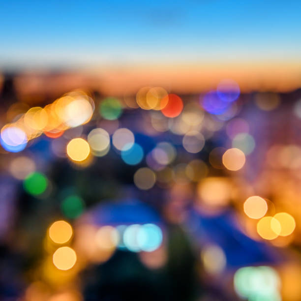 istock Wood table top on night city background. 914784778