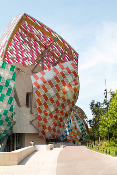 paris, france - july 22, 2016:  louis vuitton foundation building. It is an art museum and cultural center opened in october 2014 in paris.