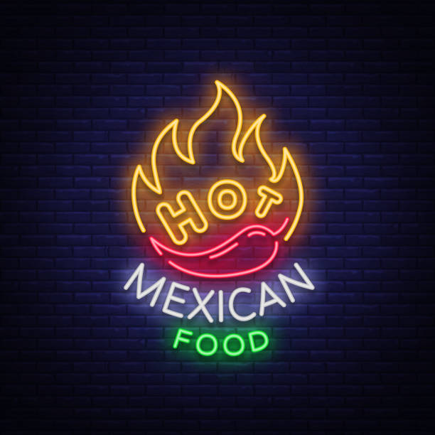 10+ Mexican Restaurant Neon Sign Stock Illustrations, Royalty-Free