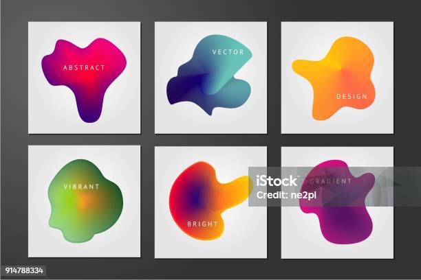 Set Di Sfondi Minimi Forme Future Astratte Con Sfumature Vibranti - Immagini vettoriali stock e altre immagini di Forma