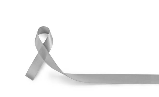 istock Parkinsons disease awareness or brain cancer grey or silver ribbon isolate on white background (Clipping path included) with copy space for text, logo, wordings decoration or insertion, health concept 914788956