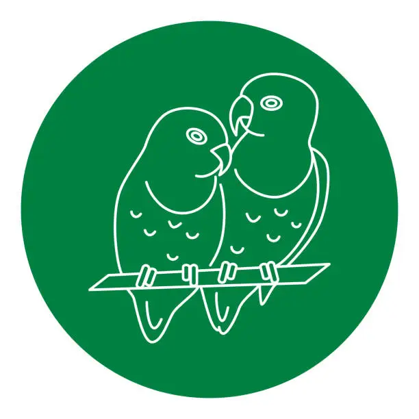 Vector illustration of Lovebird parrots icon in thin line style