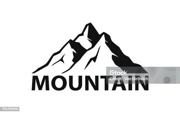 Logo Montagna Silhouette In Colore Nero - Immagini vettoriali stock e altre immagini di Montagna - Montagna, Icona, Logo
