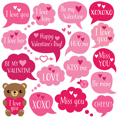 Valentines Day vector speech bubbles set