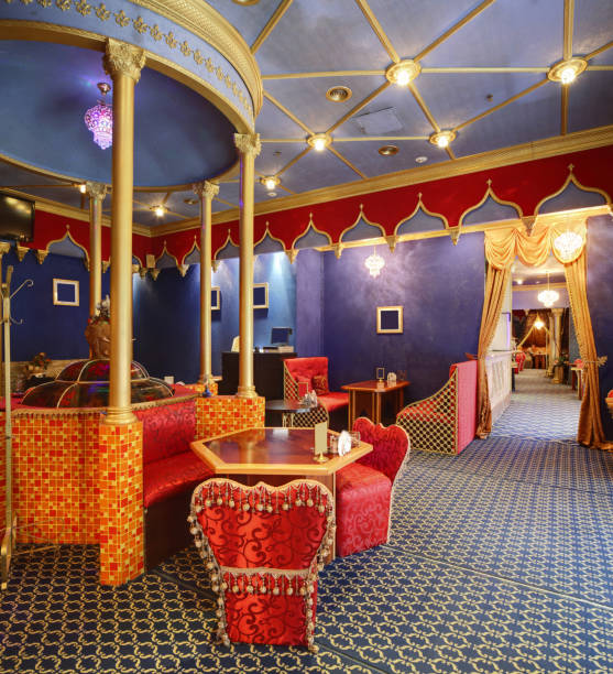 european restaurant in bright colors