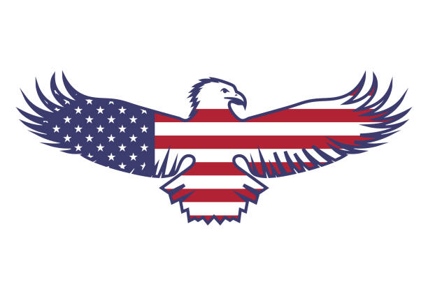 ilustrações, clipart, desenhos animados e ícones de bandeira dos estados unidos com uma águia - mergulho autónomo