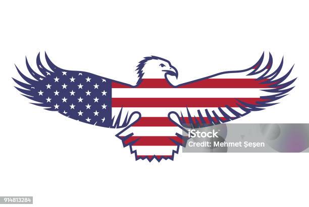 Flag Of The Usa With An Eagle Stock Illustration - Download Image Now - American Flag, Bald Eagle, Eagle - Bird