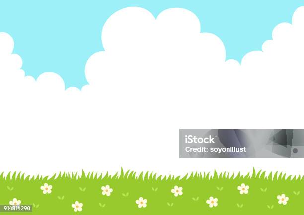Spring Grass With Sky Background Stock Illustration - Download Image Now - Grass, Backgrounds, Flower