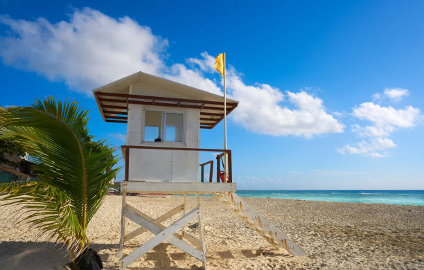 istock Playa del Carmen beach baywatch tower 914814530